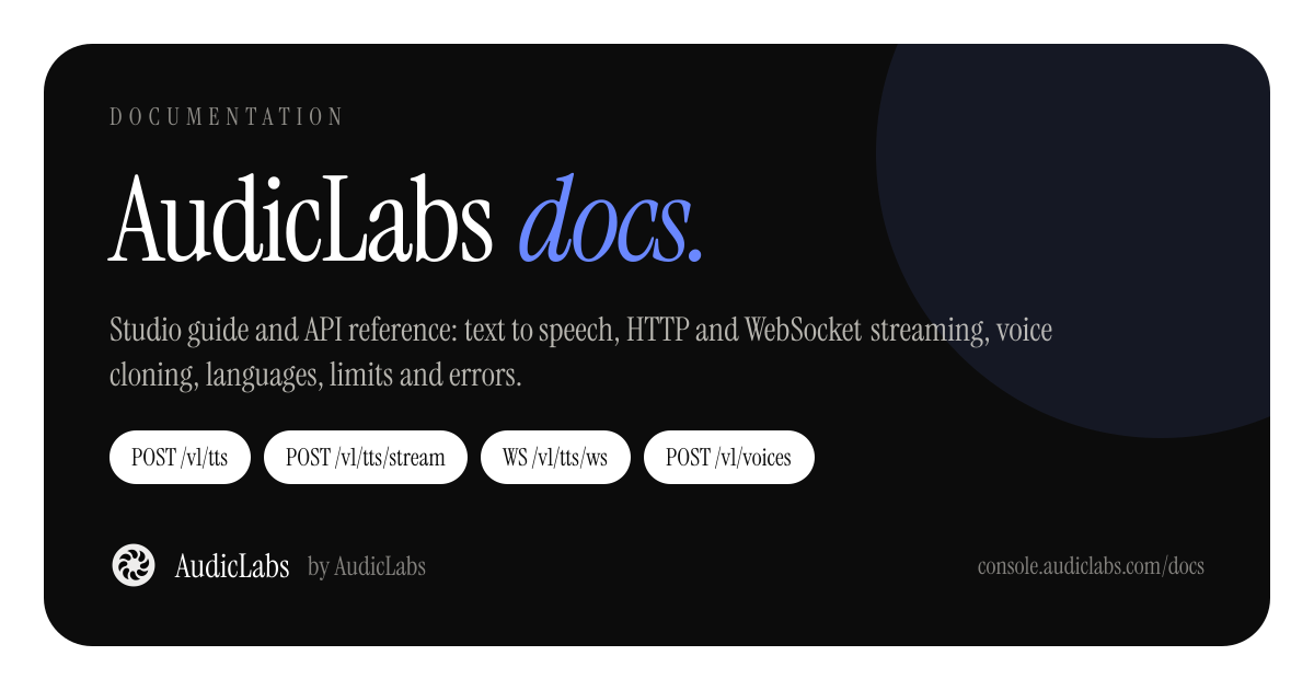 Generate speech (streaming) · AudicLabs